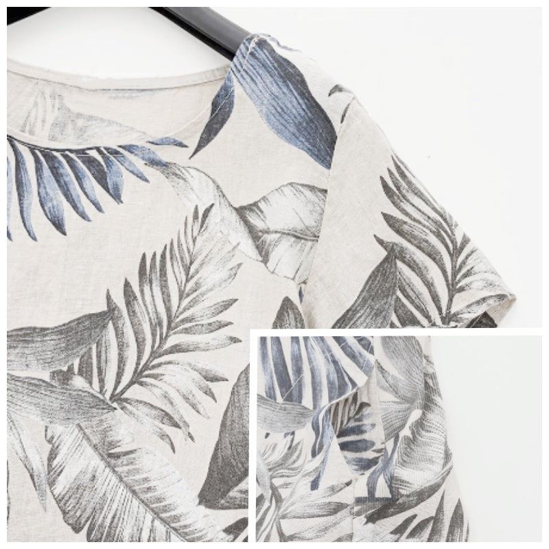 Kordula™ | Damen-Rundhals-Kleid mit botanischem Print